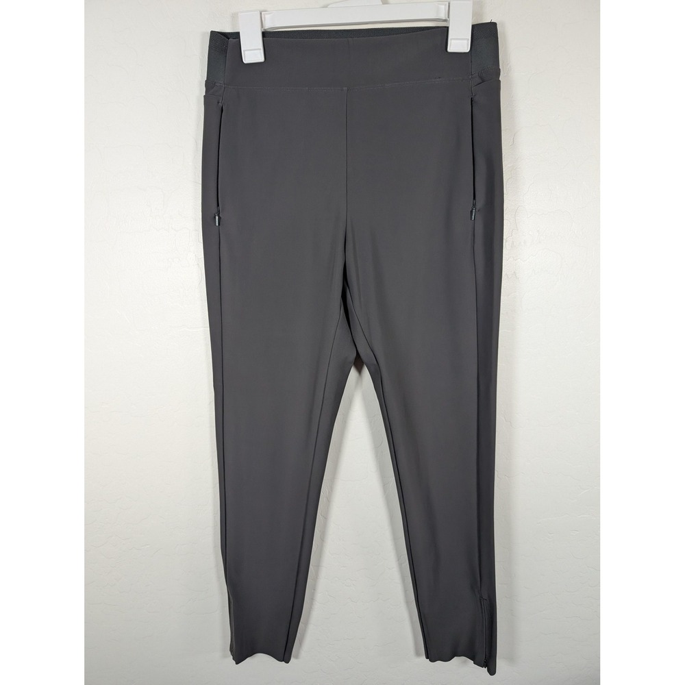 IBKUL Pants Womens 10 Gray Stretch Lightweight Athletic Zip Pocket Ankle Yoga